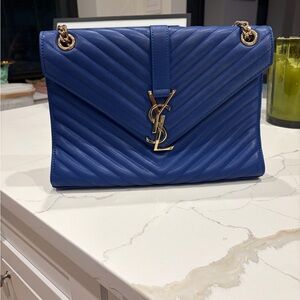 Yves Saint Laurent Royal Blue Chevron Shoulder Bag